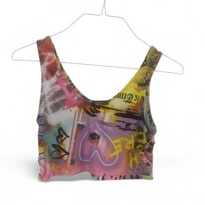 Multicolor Graffiti Graphic Crop Top
